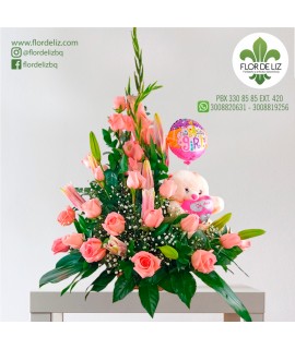 SORPRESA DE ROSAS(PELUCHE PEQ., GLOBO PEQ.)